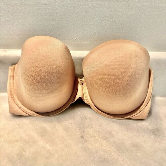 Victoria's Secret Lined Strapless Padded Push-Up Bra Tan Size 34DD - Picture 2 of 5